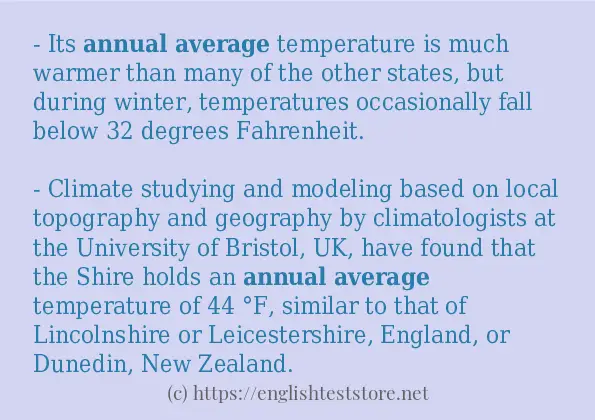 Some example sentences of annual average