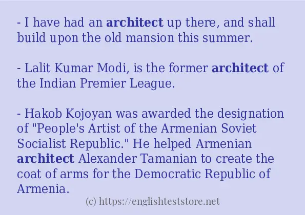 Some example sentences of architect