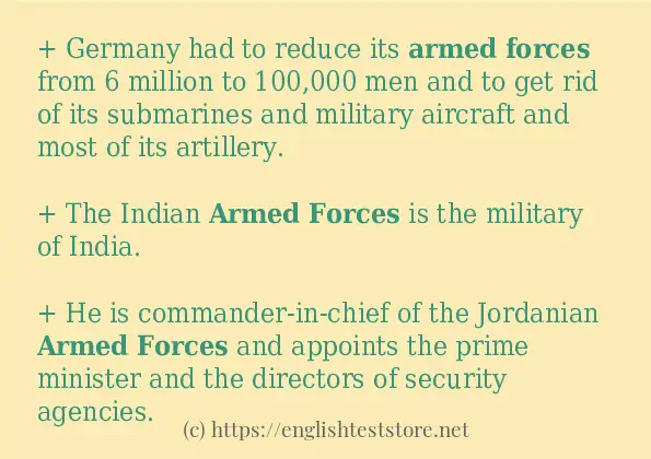 Some example sentences of armed forces