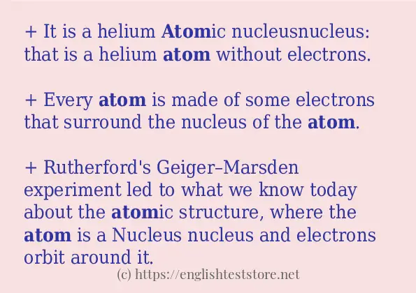 Some example sentences of atom