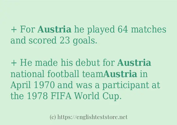Some example sentences of austria