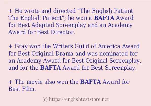 Some example sentences of bafta