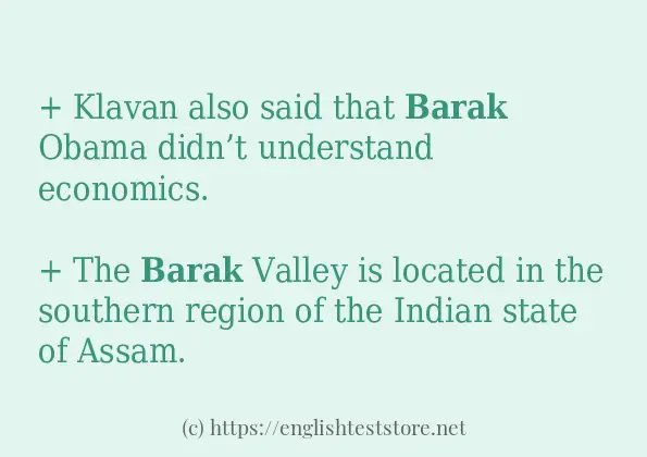 Some example sentences of barak