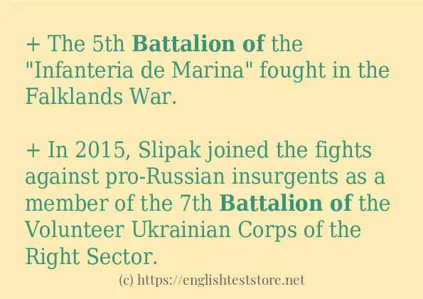 Some example sentences of battalion of