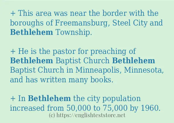 Some example sentences of bethlehem Some example sentences of bethlehem