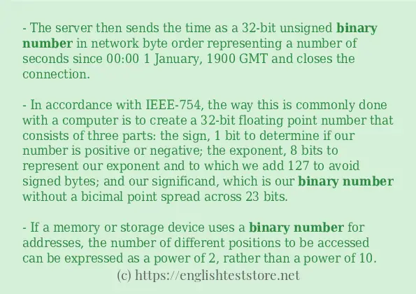 Some example sentences of binary number