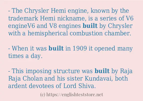 Some example sentences of built