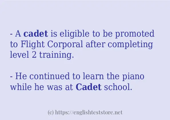 Some example sentences of cadet