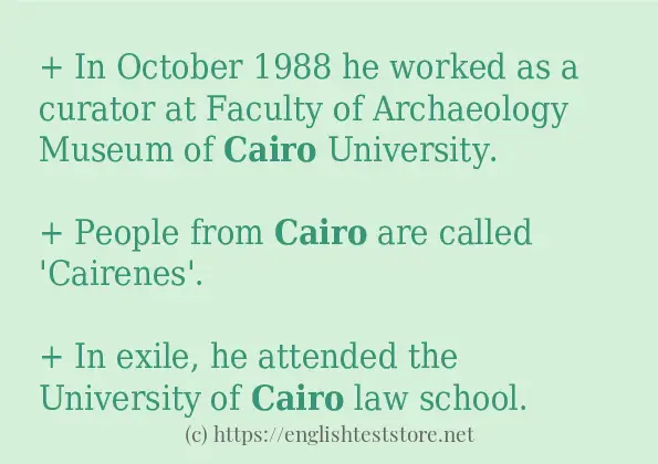 Some example sentences of cairo
