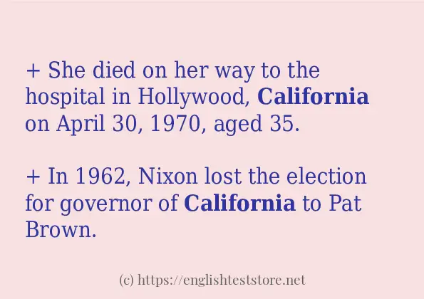 Some example sentences of california
