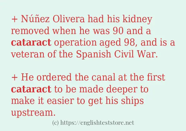 Some example sentences of cataract