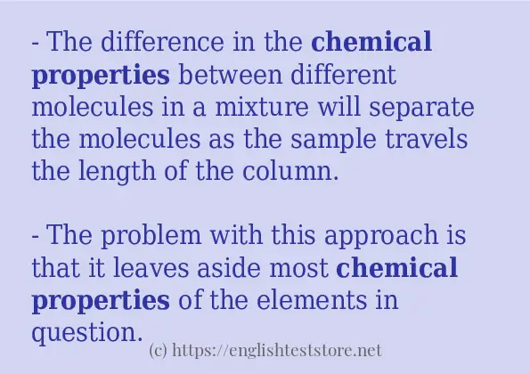 Some example sentences of chemical properties