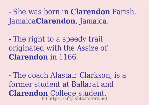 Some example sentences of clarendon