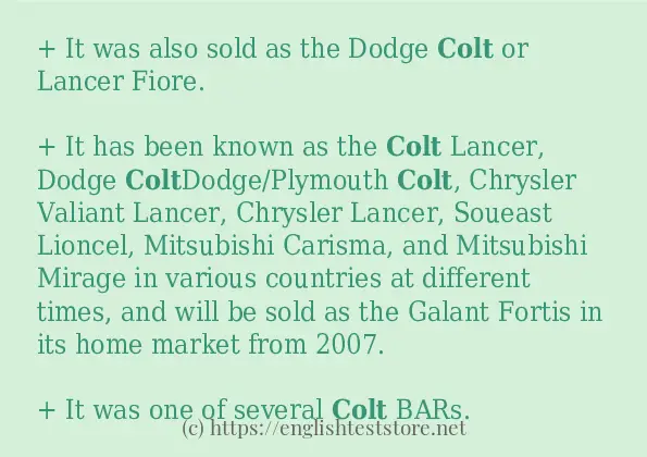Some example sentences of colt