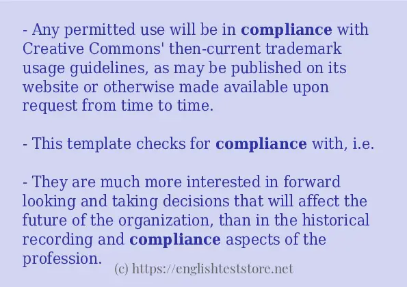 Some example sentences of compliance