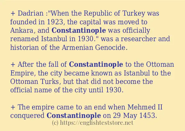 Some example sentences of constantinople