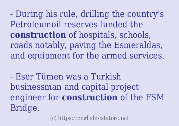 Some example sentences of construction