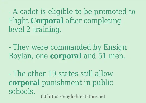 Some example sentences of corporal