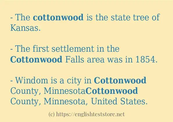 Some example sentences of cottonwood