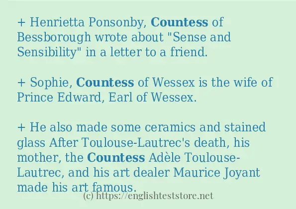 Some example sentences of countess