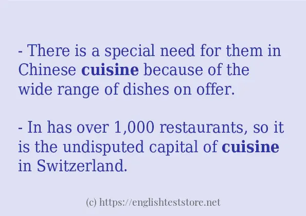 Some example sentences of cuisine