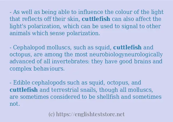 Some example sentences of cuttlefish