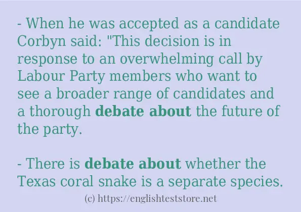 Some example sentences of debate about