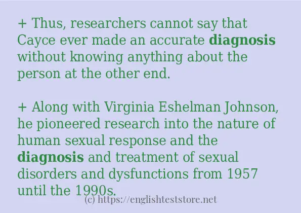 Some example sentences of diagnosis