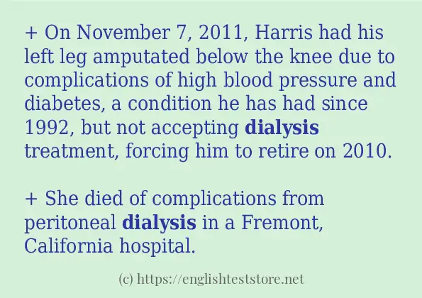 Some example sentences of dialysis