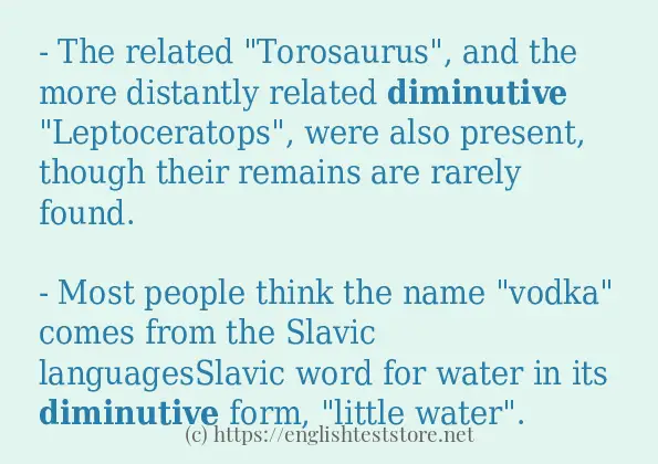 Some example sentences of diminutive