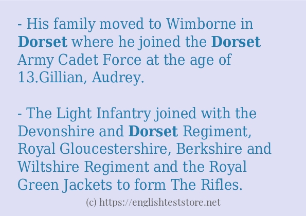 Some example sentences of dorset