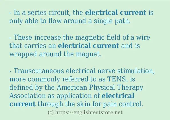 Some example sentences of electrical current