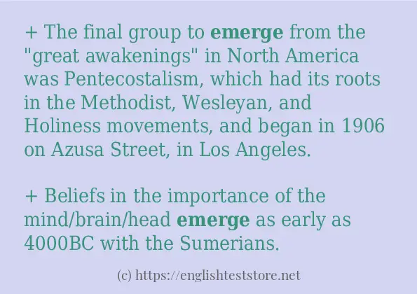 Some example sentences of emerge