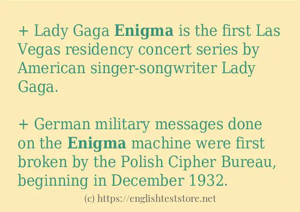 Some example sentences of enigma