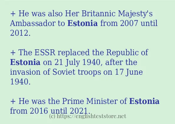 Some example sentences of estonia