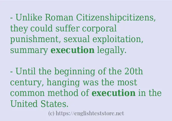 Some example sentences of execution