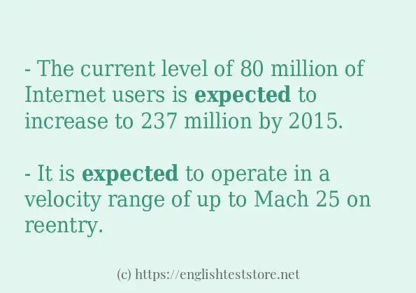 Some example sentences of expected