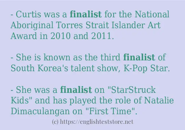 Some example sentences of finalist Some example sentences of finalist
