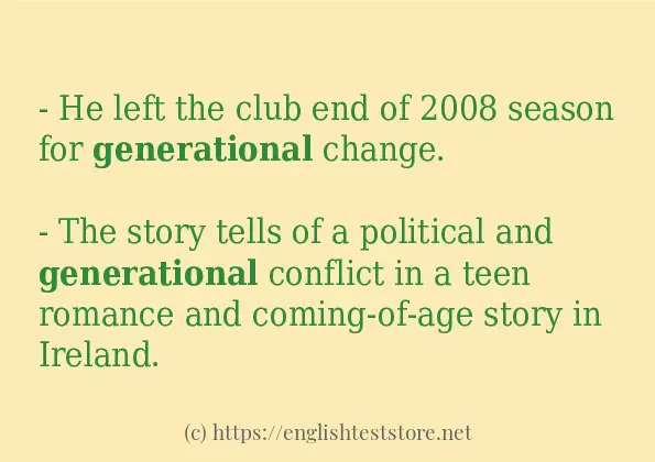 Some example sentences of generational