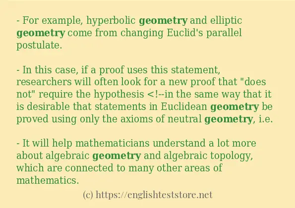 Some example sentences of geometry