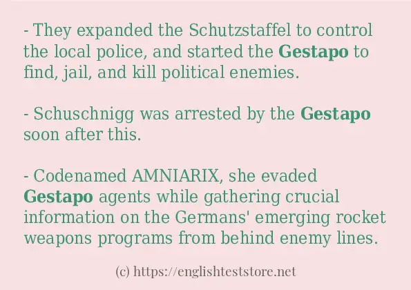 Some example sentences of gestapo