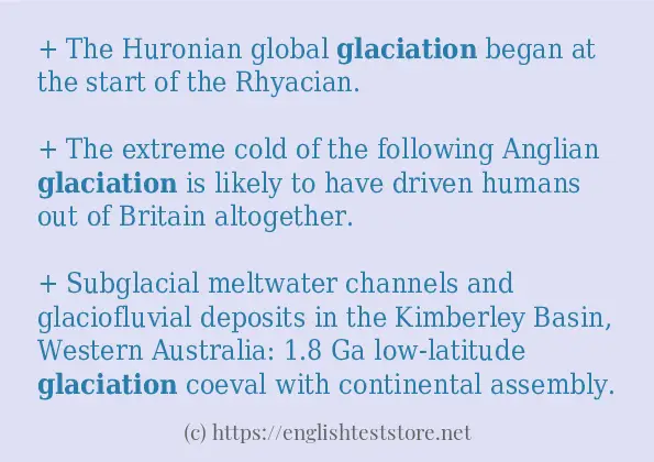 Some example sentences of glaciation