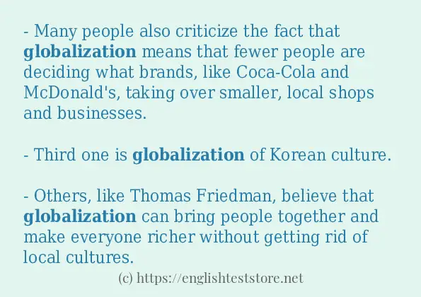 Some example sentences of globalization