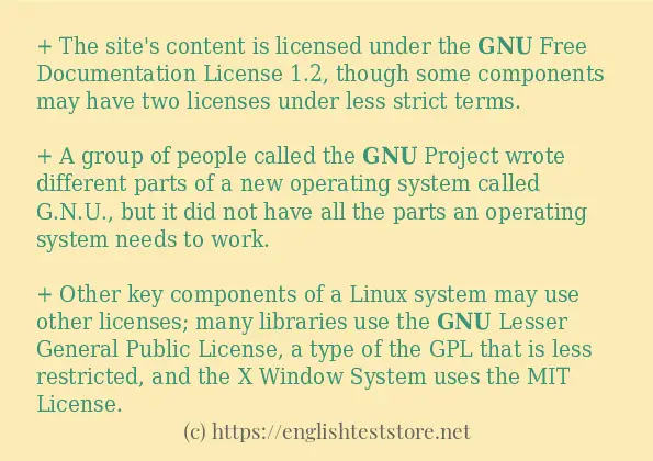 Some example sentences of gnu