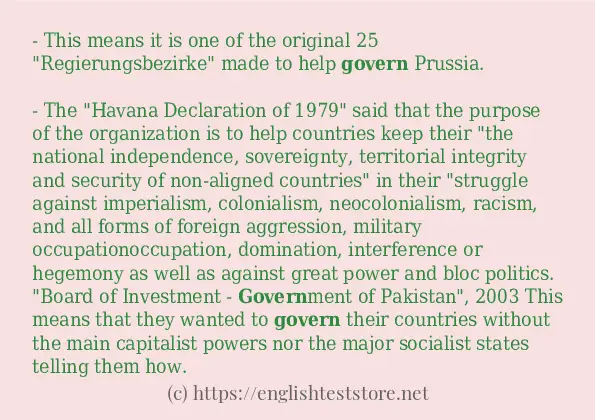 Some example sentences of govern