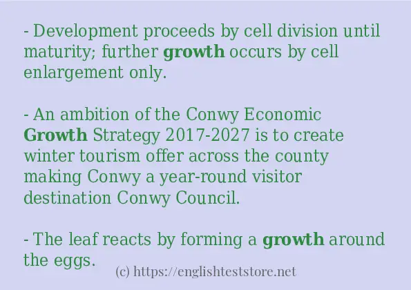 Some example sentences of growth