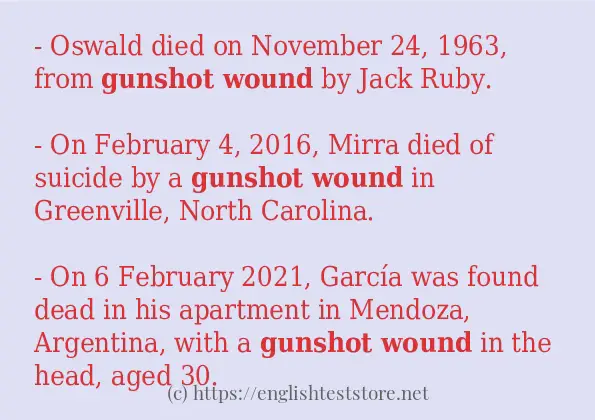 Some example sentences of gunshot wound