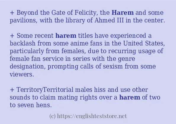 Some example sentences of harem