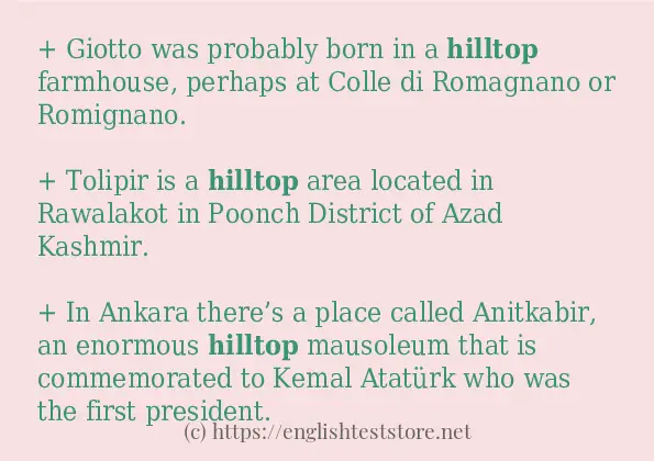 Some example sentences of hilltop