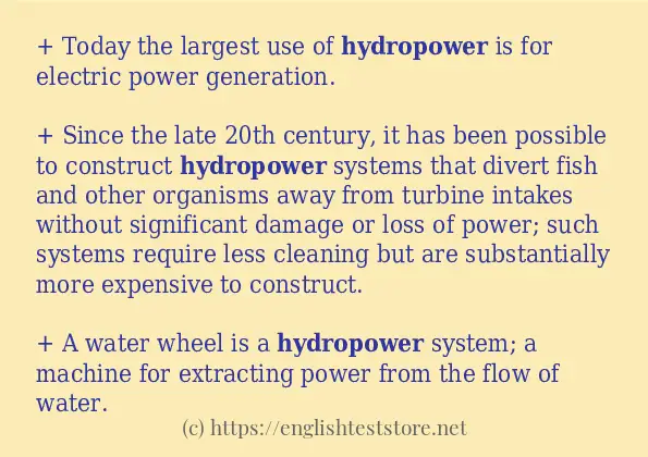 Some example sentences of hydropower